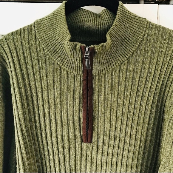 DOCKERS Acrylic Green 3/4 Zip Ribbed Long Sleeve Sweater Size Extra Extra Large - Picture 4 of 9